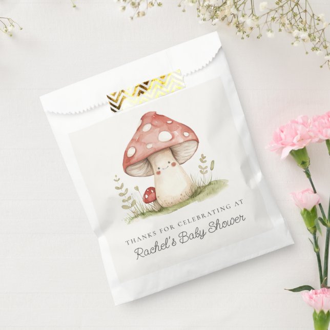 Mushroom Whimsical Gender Neutral Cute Baby Shower Favor Bag (Sealed)