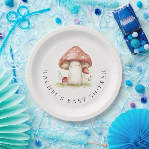 Mushroom Whimsical Gender Neutral Cute Baby Shower Paper Plates