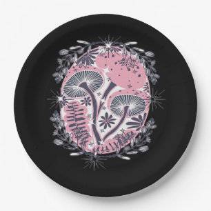 Mushroom Whimsigoth Art Design Classic Paper Plates