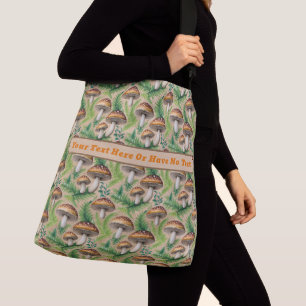 Mushroom Witchy Toadstool Garden Boho Plant Ferns Crossbody Bag