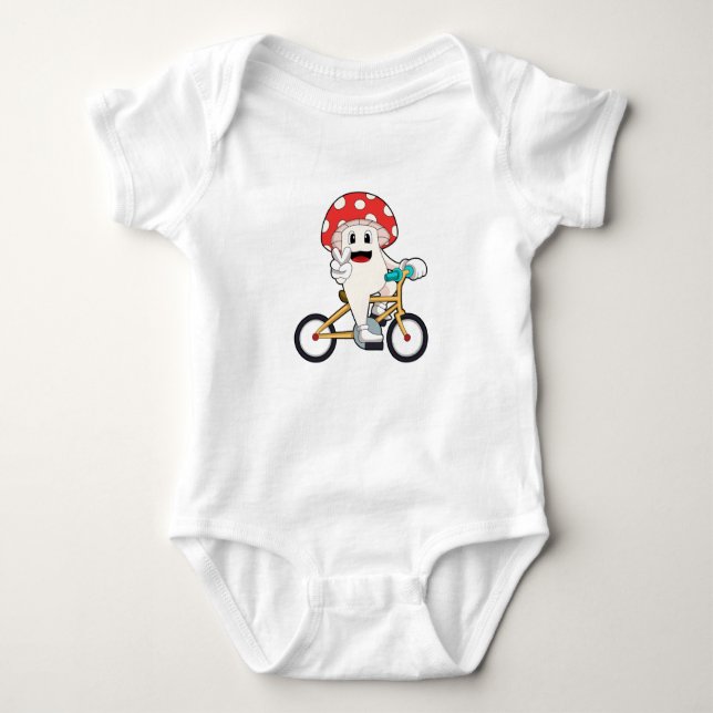 Mushroom with Bicycle.PNG Baby Bodysuit (Front)