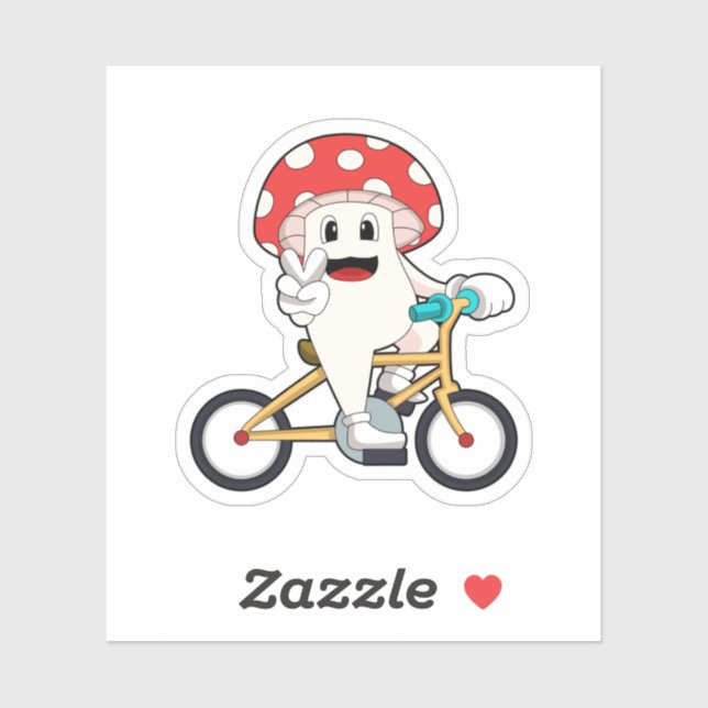 Mushroom with Bicycle.PNG Sticker (Sheet)