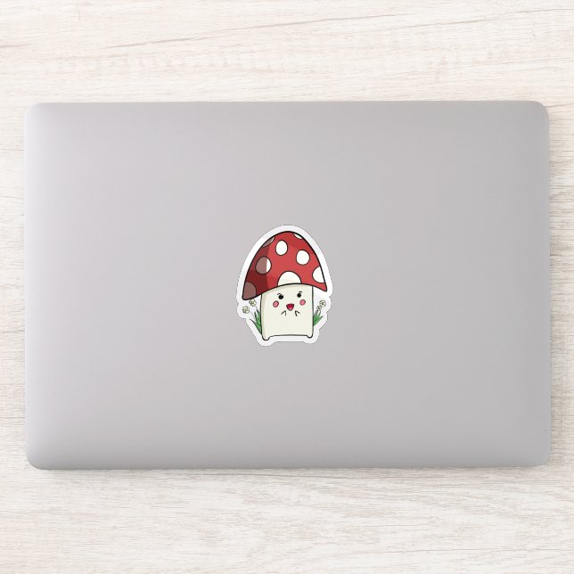 Mushroom With Flowers Sticker  (Computer)