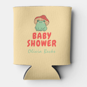 Mushroom with Frog Baby Shower Can Cooler