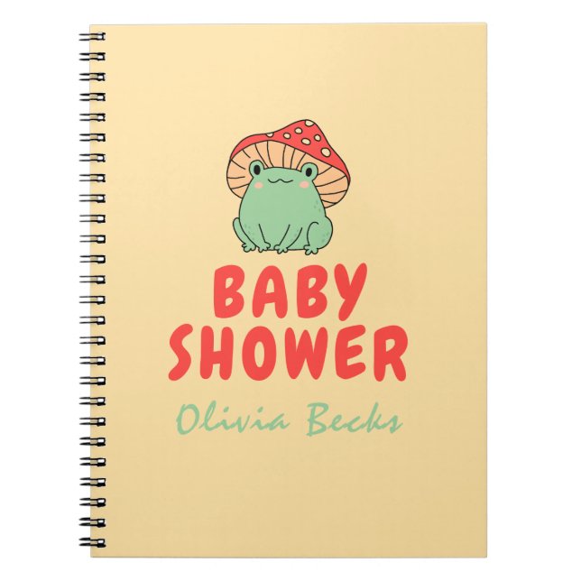 Mushroom with Frog Baby Shower Notebook (Front)