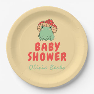 Mushroom with Frog Baby Shower Paper Plates
