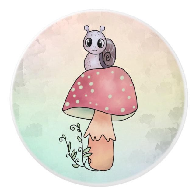 mushroom with snail ceramic knob (Front)