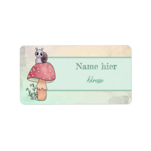 mushroom with snail label