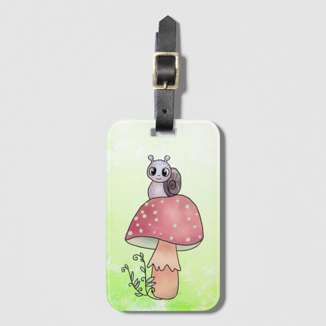 mushroom with snail luggage tag (Front Vertical)