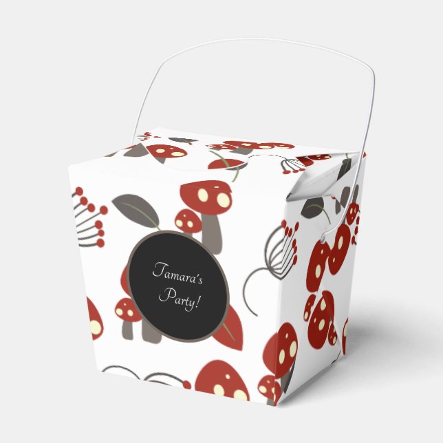 Mushroom Wood Nature Trail Greenery Birthday Party Favor Boxes (Front Side)