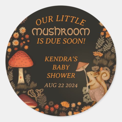 Mushroom Woodland Animal Forest Baby Shower Classic Round Sticker