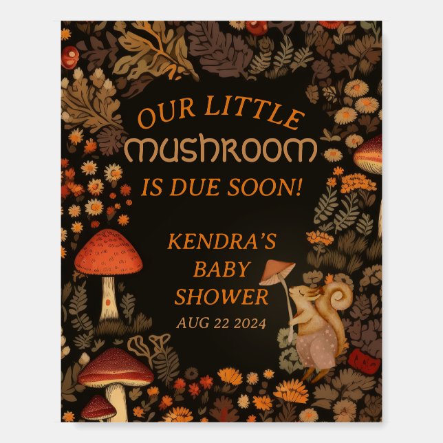 Mushroom Woodland Animal Forest Baby Shower Foam Board (Front)
