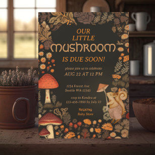 Mushroom Woodland Animal Forest Baby Shower Invitation
