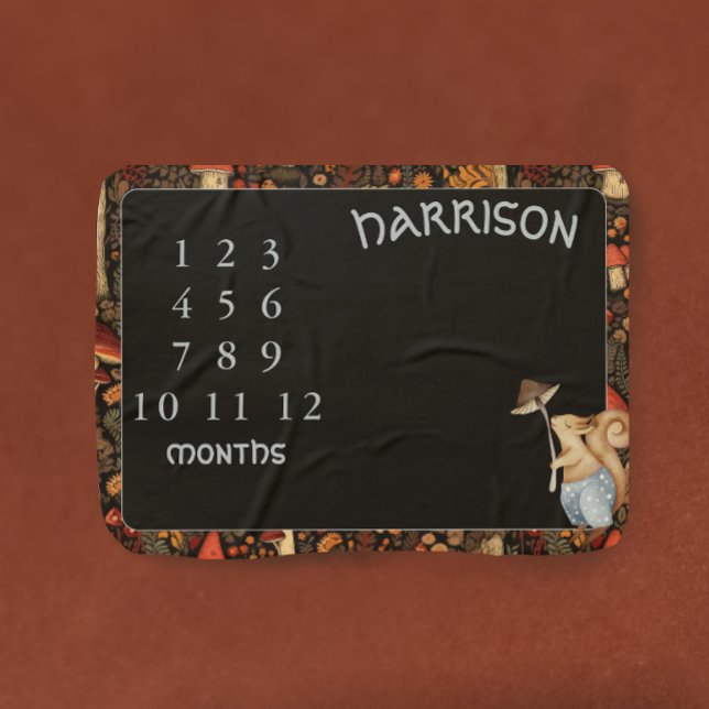 Mushroom Woodland Animal Forest Milestone Baby Blanket (Creator Uploaded)