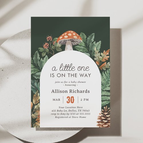 Mushroom Woodland Baby Shower Invitation