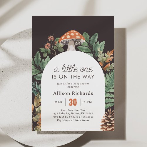 Mushroom Woodland Baby Shower Invitation