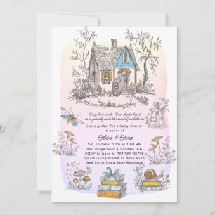 Mushroom Woodland Baby Shower Watercolor Tint Invitation