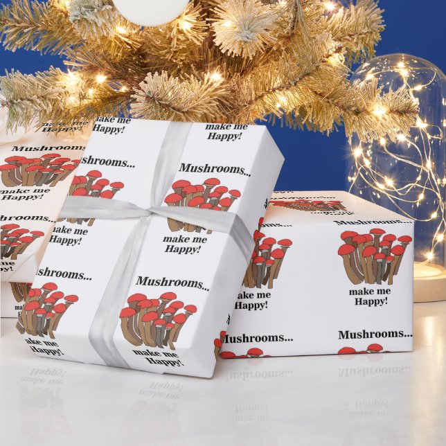 Mushroom Woodland Botanical Red Mushrooms  Wrapping Paper (Holidays)