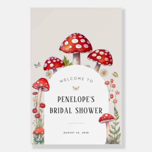 Mushroom Woodland Cottage Bridal Shower Welcome Foam Board