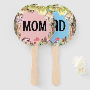 mushroom woodland forest Baby Shower Game Hand Fan
