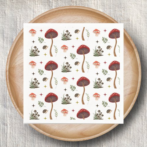 Mushroom Woodland Forest Fairy Pattern Cottagecore Napkins