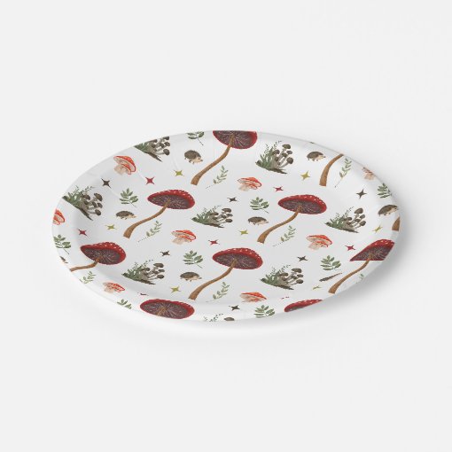 Mushroom Woodland Forest Fairy Pattern Cottagecore Paper Plates | Zazzle
