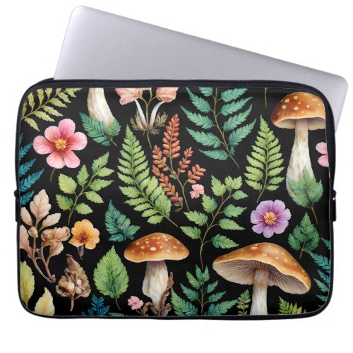 Mushroom Woodland Forest Fern Art Laptop Sleeve