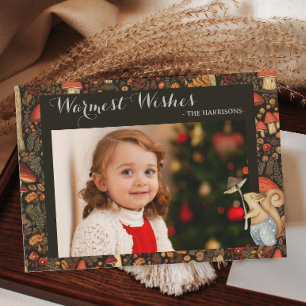 Mushroom Woodland Forest Warm Wishes Holiday Card