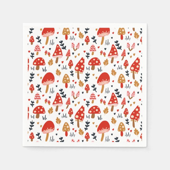 Mushroom Woodland Kathrin Legg Red Mushroom Party Napkins (Front)