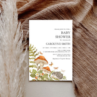 Mushroom Woodland Nature Baby Shower Invitation