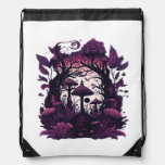 Mushroom Woods Whimsigoth Witchy Screenprint Desig Drawstring Bag