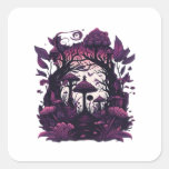 Mushroom Woods Whimsigoth Witchy Screenprint Desig Square Sticker
