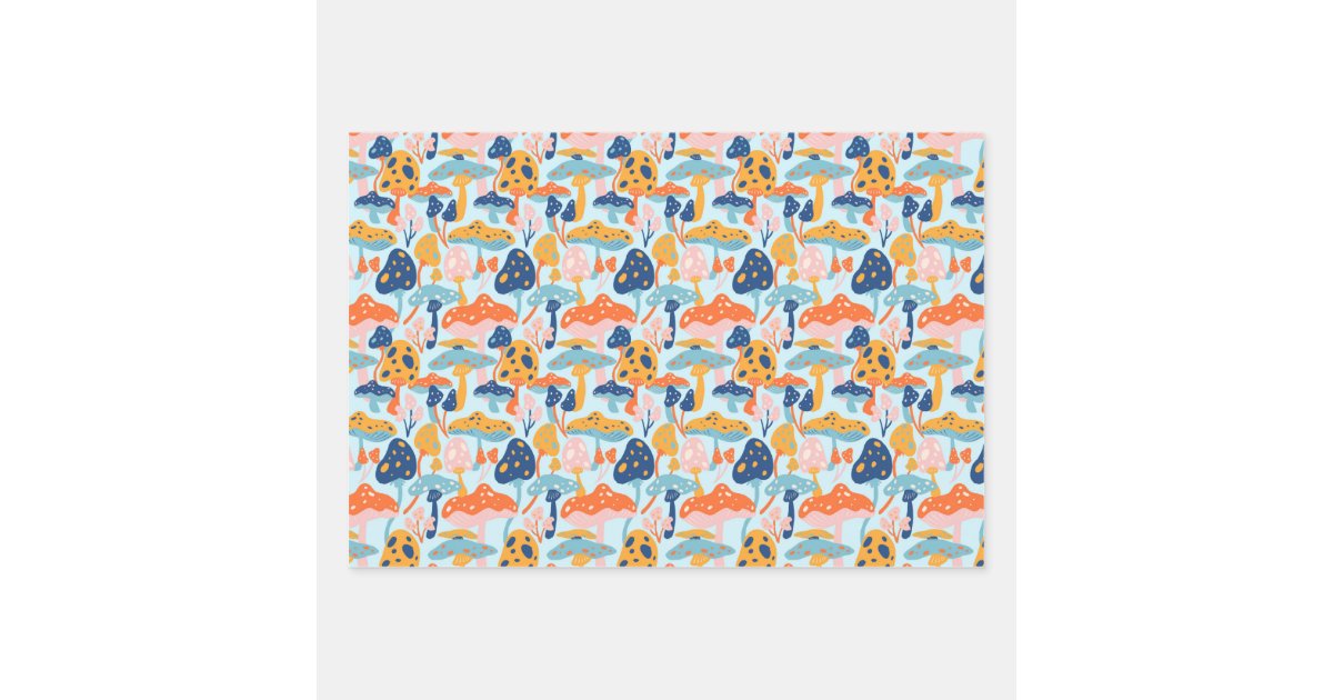 Cute Red Mushroom Fungi I Love You Valentine's Day Wrapping Paper Sheets, Zazzle