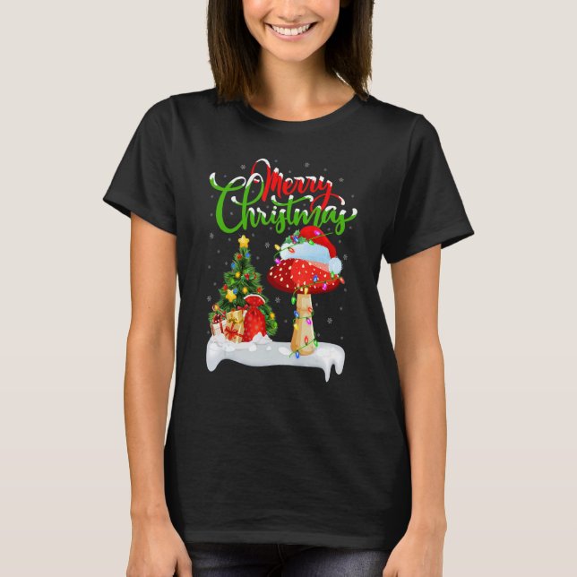 Mushroom   Xmas Decorations Santa Mushroom Christm T-Shirt (Front)