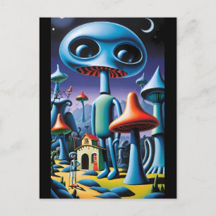 Mushroomery Walking Tour Ken Gage Fantasy Postcard