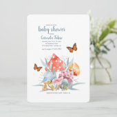 Mushrooms and Butterflies Baby Shower Invitation (Standing Front)