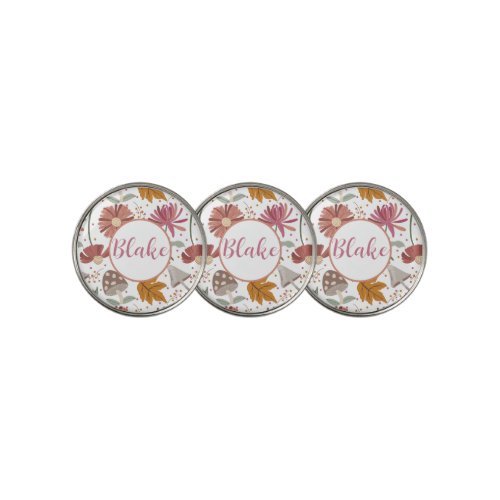 Mushrooms and Flower Blooms Ladies Golf Ball Marker