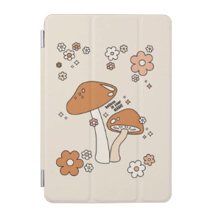 Mushrooms And Flowers Earth Tones Beige Retro 70s iPad Mini Cover