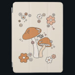 Mushrooms And Flowers Earth Tones Beige Retro 70s iPad Air Cover<br><div class="desc">Mushrooms illustration in beige and earth tones - inspirational quote “Believe in Your Magic”.</div>