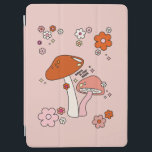 Mushrooms And Flowers Peach Art Retro 70s iPad Air Cover<br><div class="desc">Mushrooms illustration in peach / orange - inspirational quote “Believe in Your Magic”.</div>