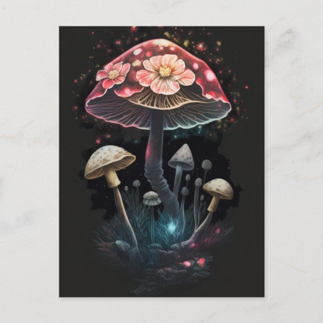 Mushrooms and Flowers Postcard (Front)