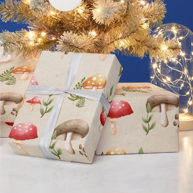 Mushrooms and Forest Foliage Wrapping Paper (Holidays)
