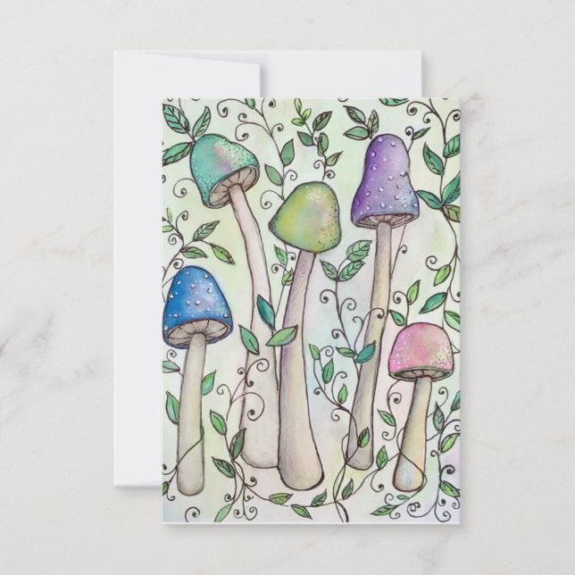 Mushrooms and Vines Note Card (Front)