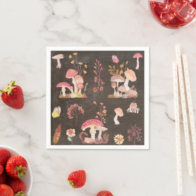 Mushrooms and wild flowers  napkins (Insitu)