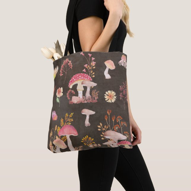 Mushrooms and wild flowers  tote bag (Close Up)