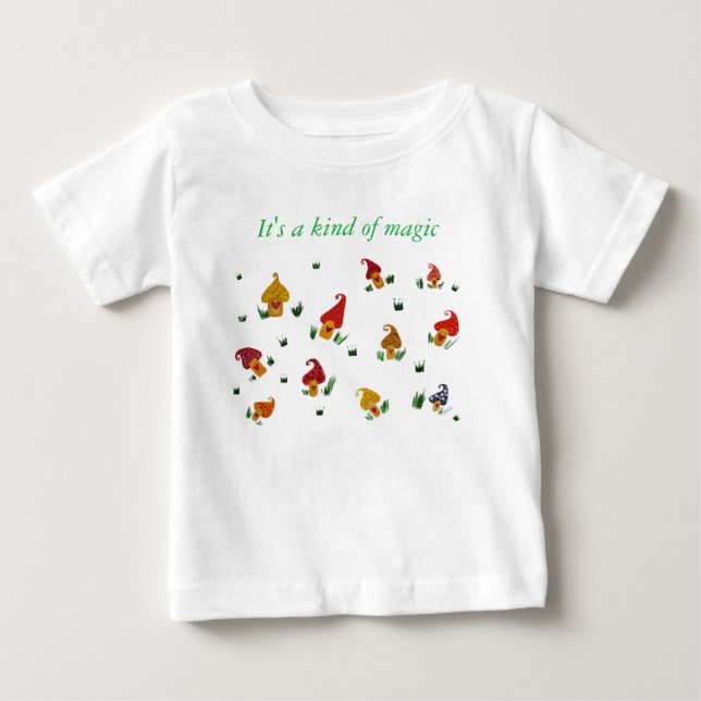 Mushrooms Baby Fine Jersey T-Shirt, White Baby T-Shirt (Front)