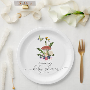Mushrooms baby shower paper plates