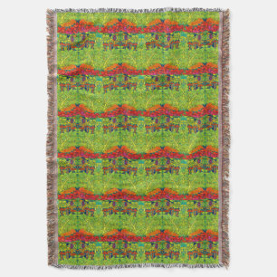 Mushrooms Bird Retro Art Nouveau Pattern by Voysey Throw Blanket