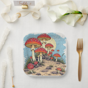 mushrooms Birthday or Shower  Paper Plates