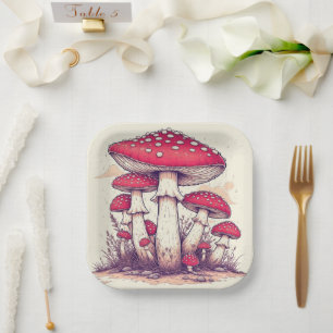 mushrooms Birthday or Shower  Paper Plates
